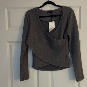 Zara Charcoal Asymmetrical Sweater